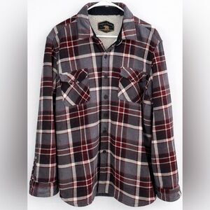 Freedom Foundry Sherpa Lined Plaid Flannel Jacket XL Gray Red